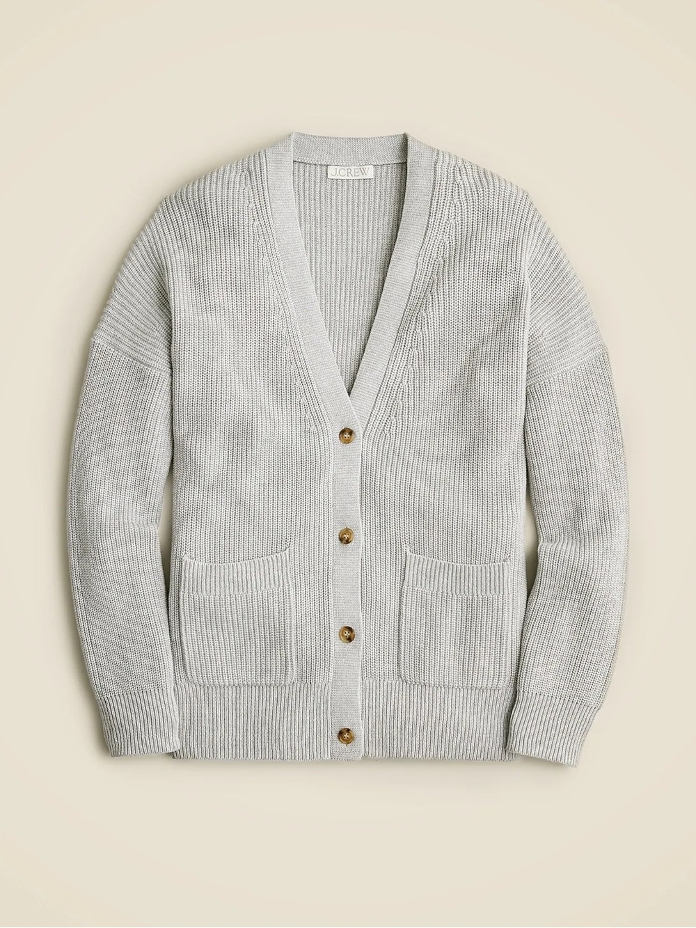 J. Crew V-Neck Cotton Cashmere Blend Cardigan Sweater Gray